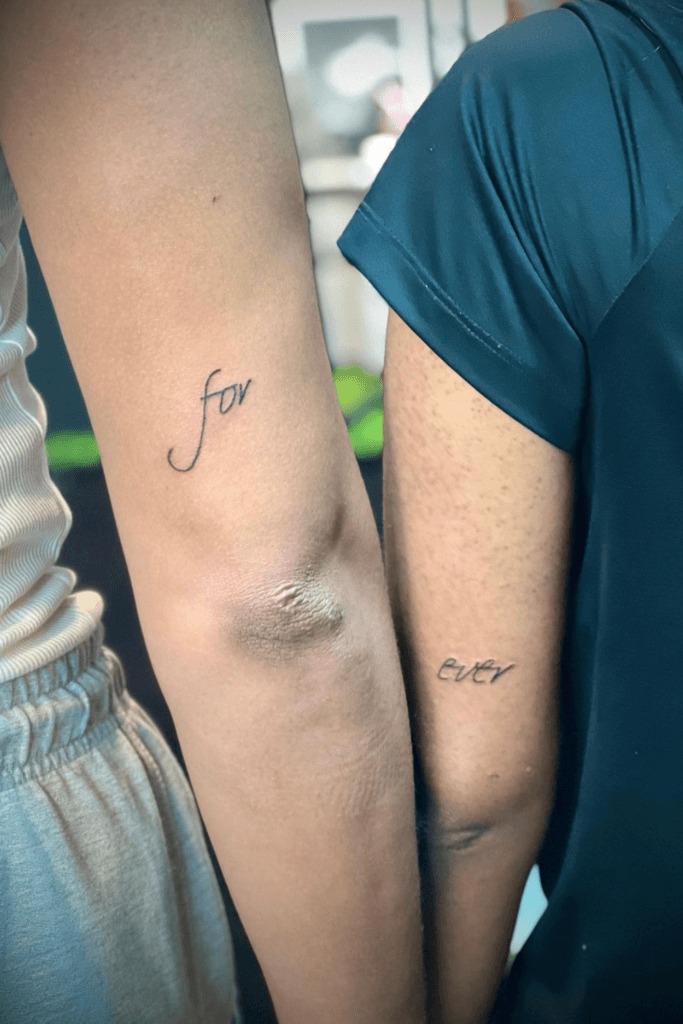 Mother-Son Matching Heartbeat Tattoo with “365” Tattoo Design
