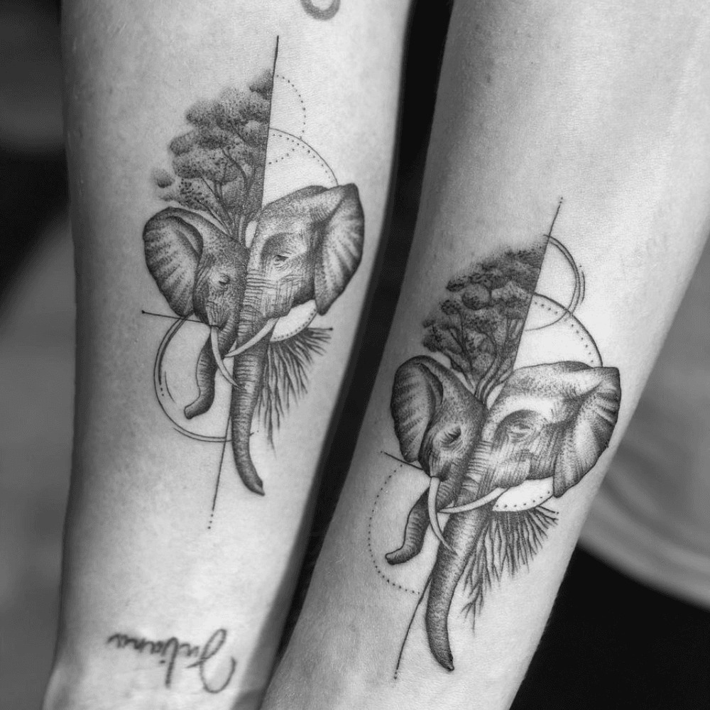 Mother-Son Matching Rose and Quote Tattoo Tattoo Design