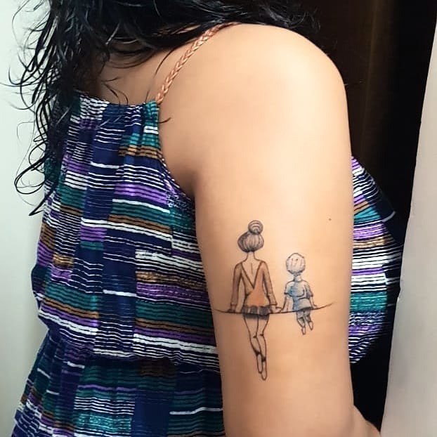 Simple Mother & Son Bunnies Tattoo Design