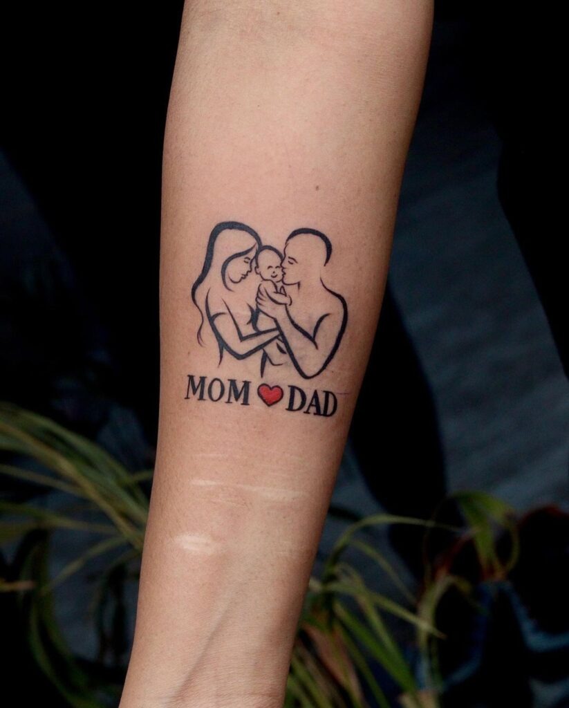 Loving Family Portrait Mom Dad Tattoo Tattoo Design