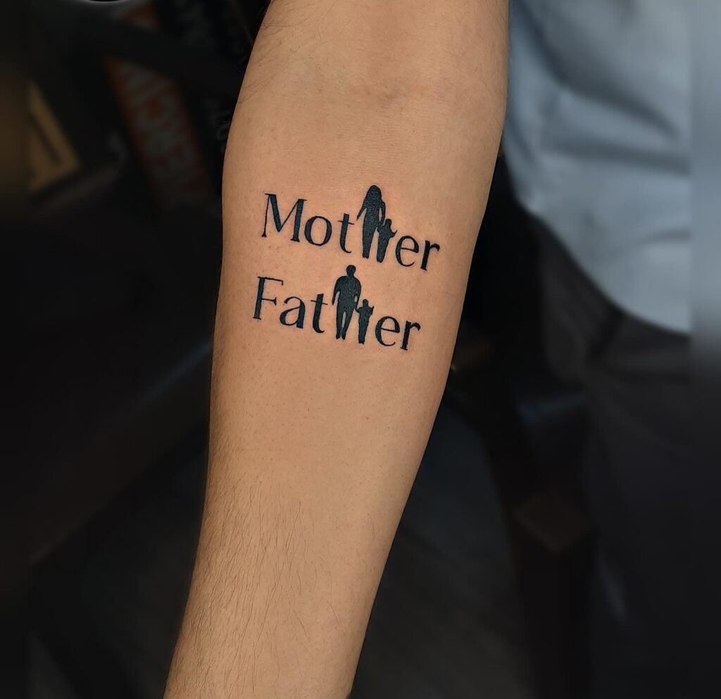 Mother Father Tattoo with Silhouette Integration Tattoo Design