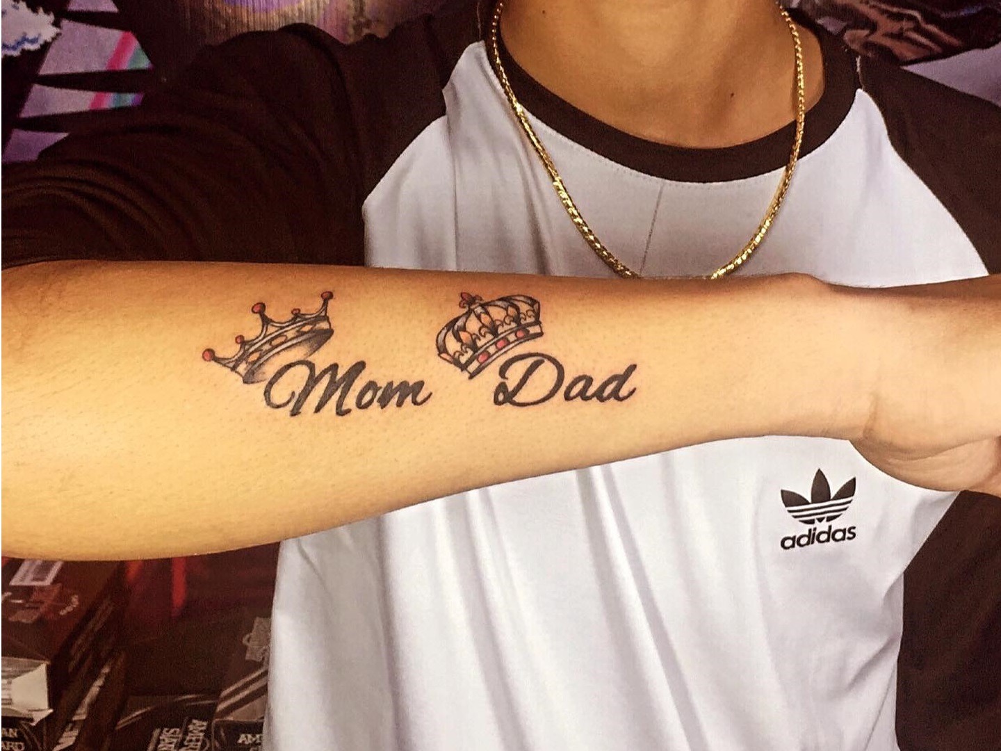 Swallow and Twin Heart Mom Dad Tattoo Tattoo Design