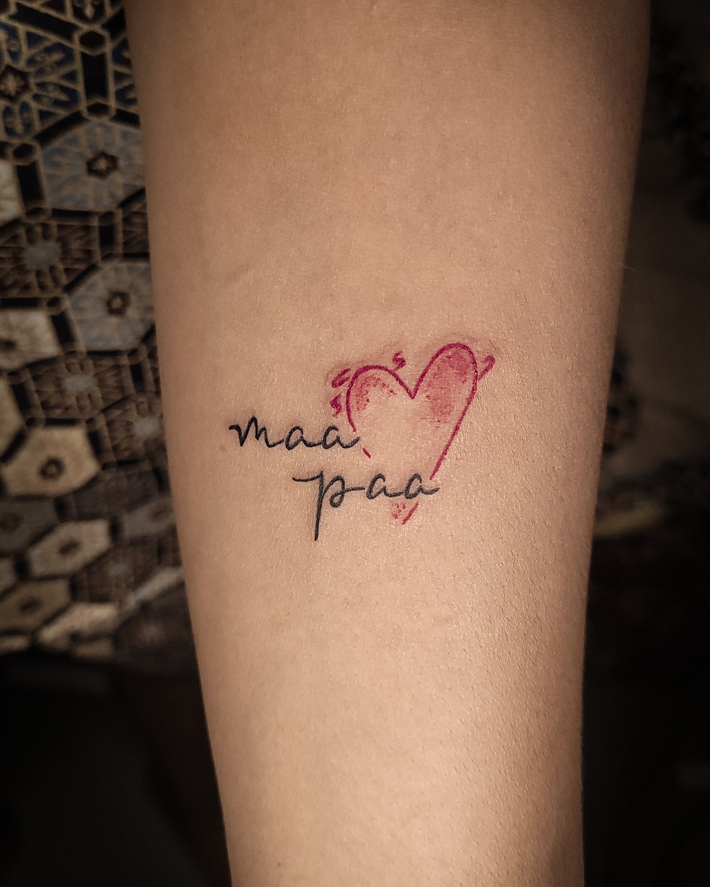 Watercolor Heart Maa Paa Tattoo Tattoo Design