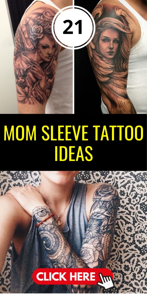 Depicting a serene mother holding her baby, surrounded by stars and floral elements, this tattoo captures a celestial bond.