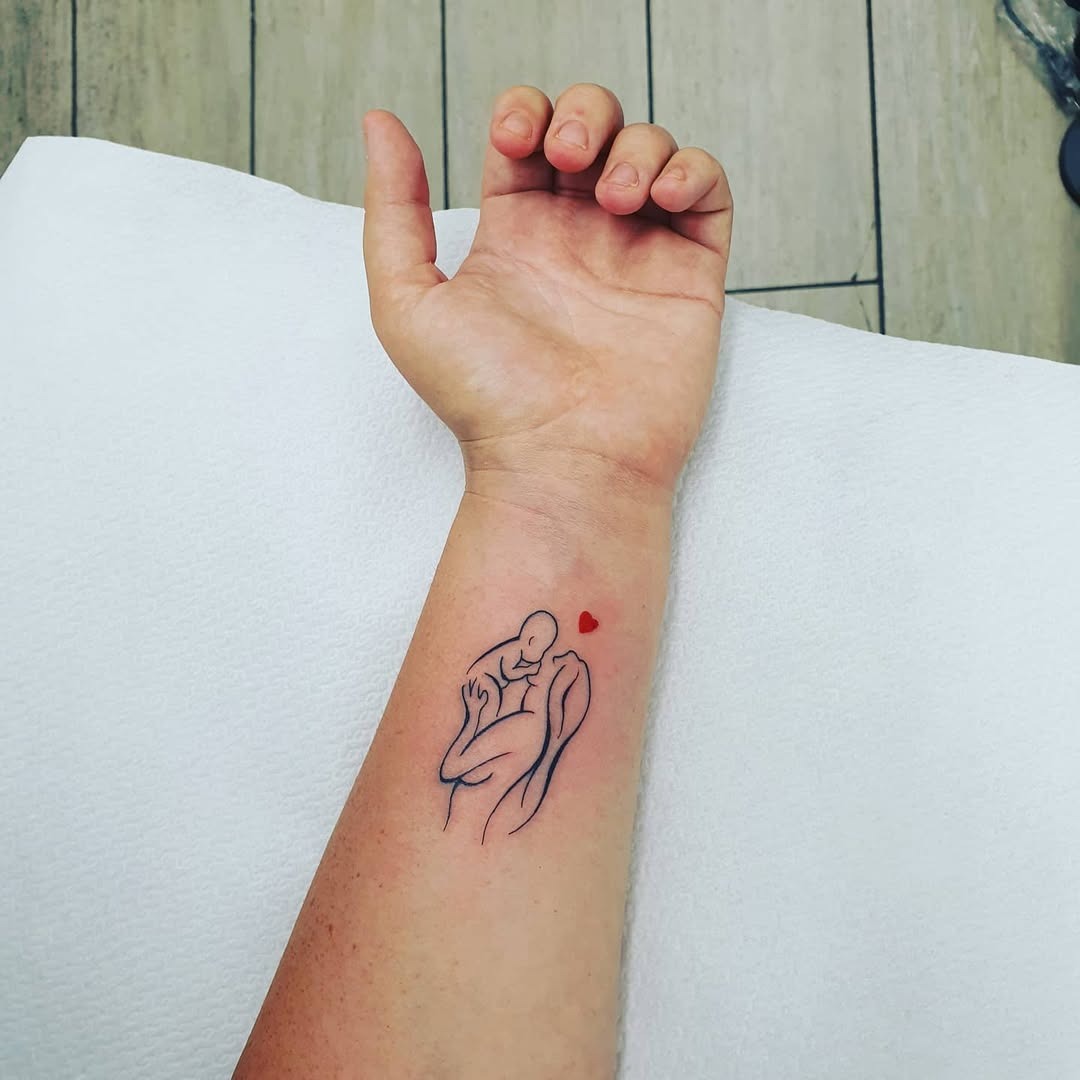 Beautiful depiction of maternal love in tattoo art Tattoo Design