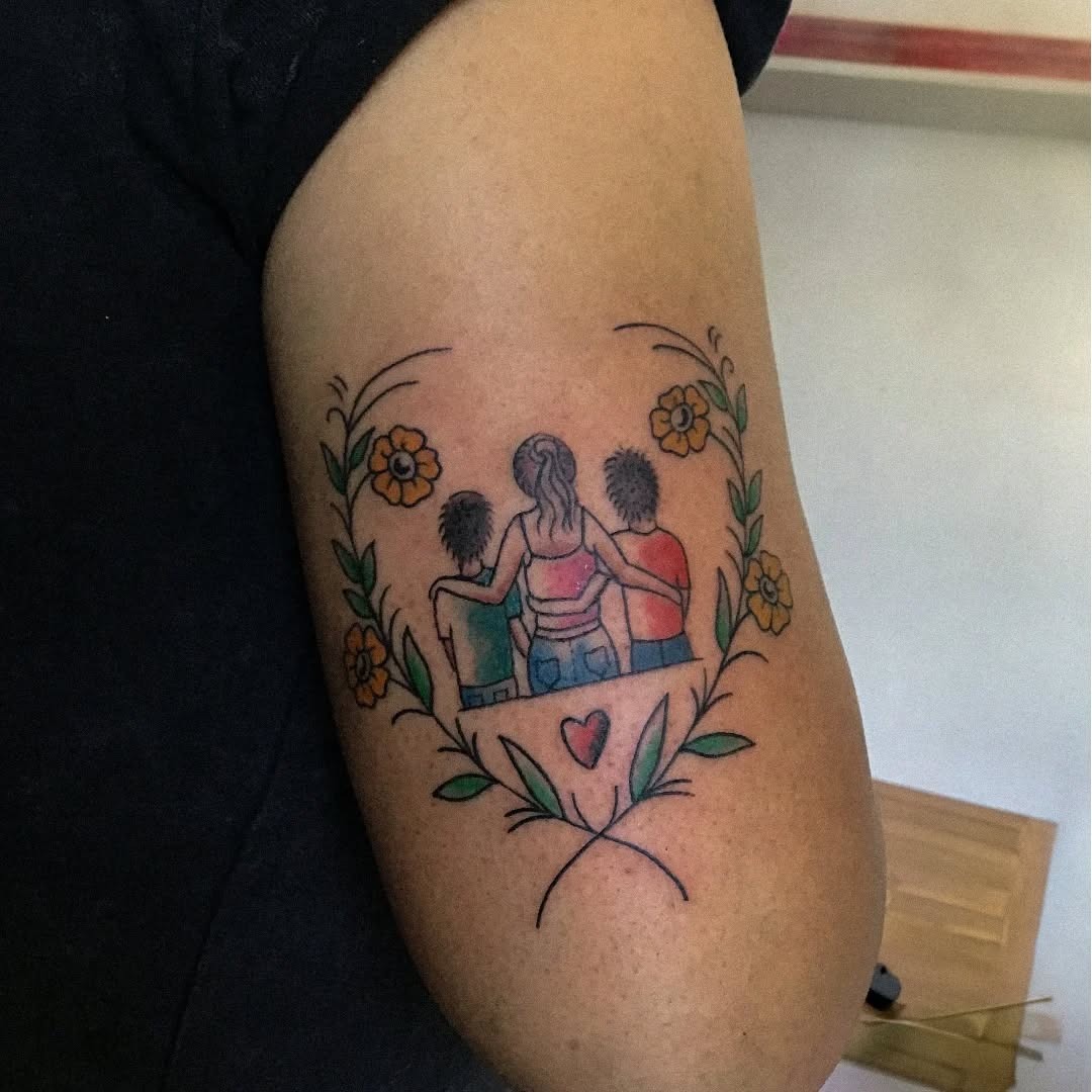 Meaningful bond illustrated through vibrant ink Tattoo Design