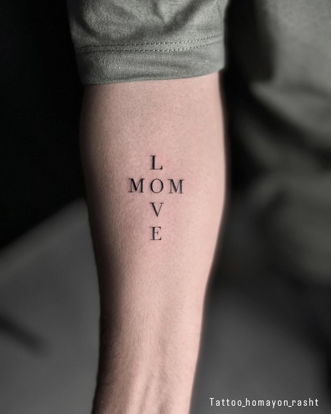 Minimalist Mom Tattoo with Love Lettering Tattoo Design