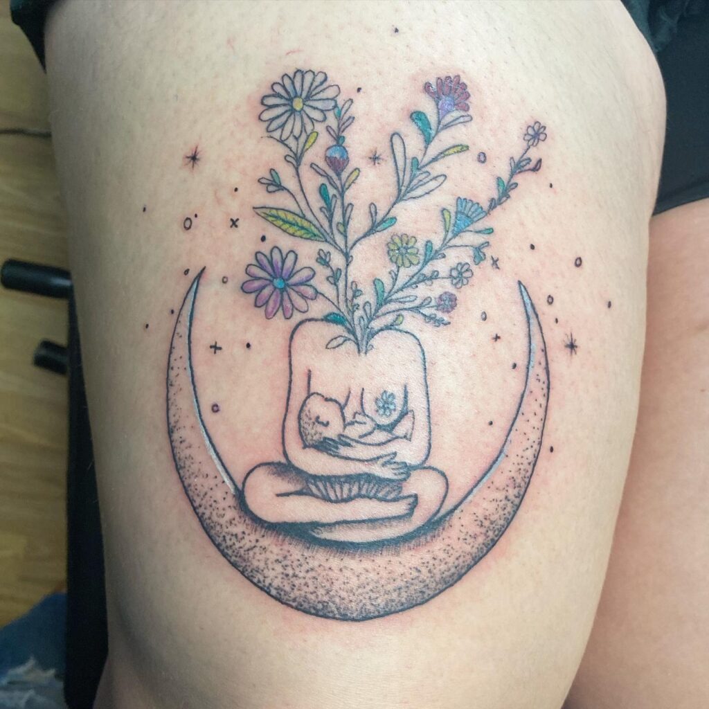 Celestial Mother and Baby Tattoo Tattoo Design