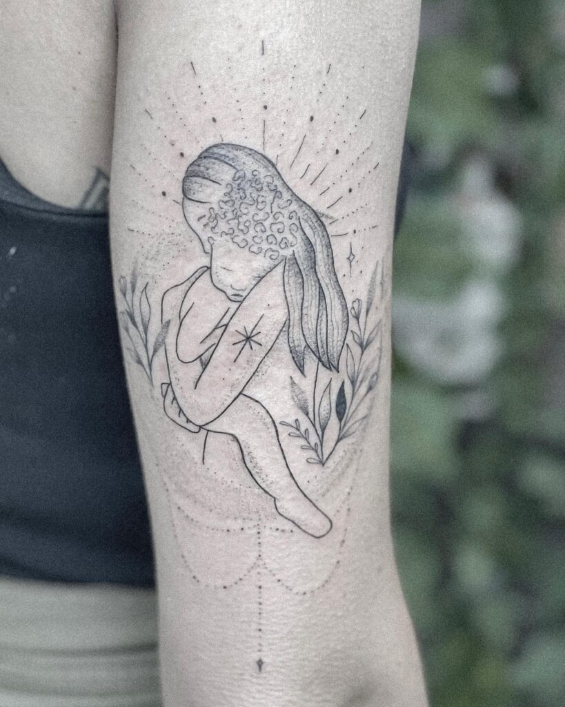 Celestial Mother and Child Hug Tattoo Tattoo Design