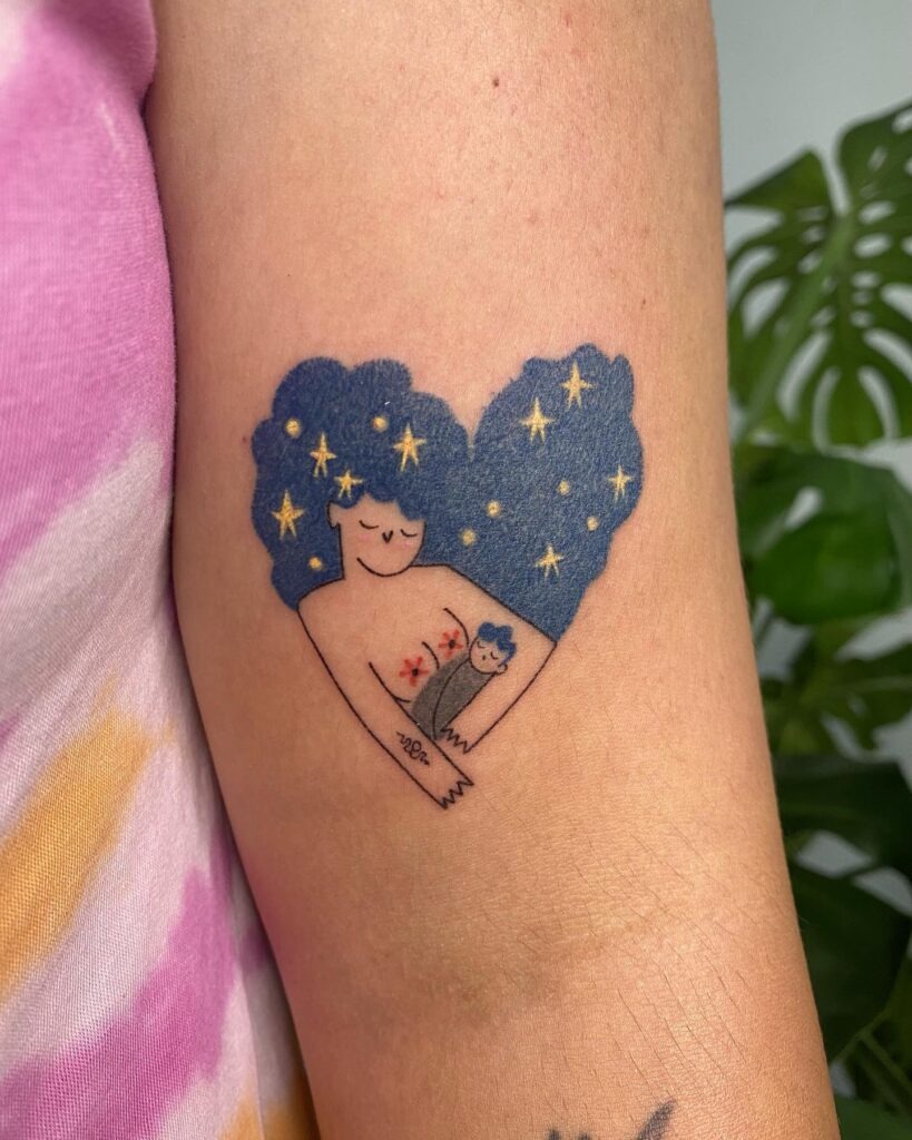 Cosmic Mother and Baby Tattoo Tattoo Design