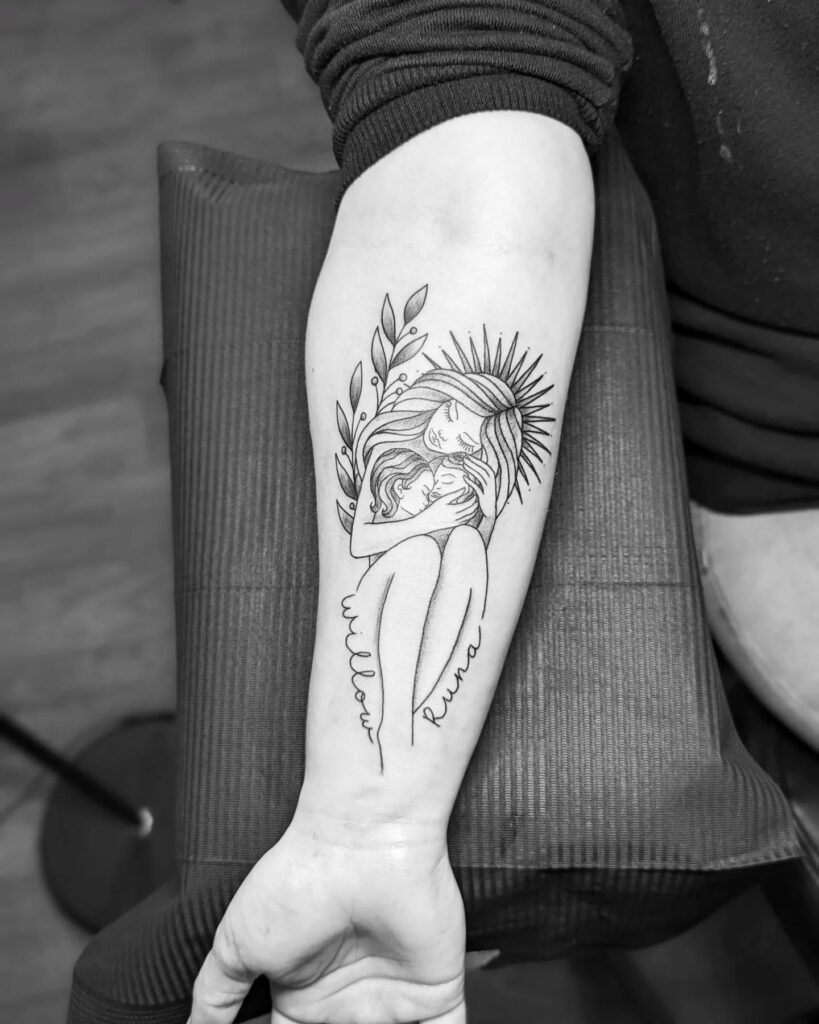 Divine Mother and Two Daughters Tattoo Tattoo Design