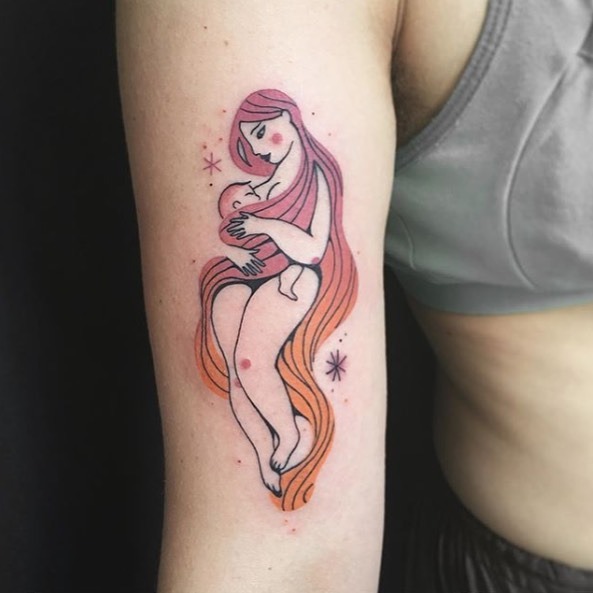 Ethereal Mother and Baby Tattoo Tattoo Design