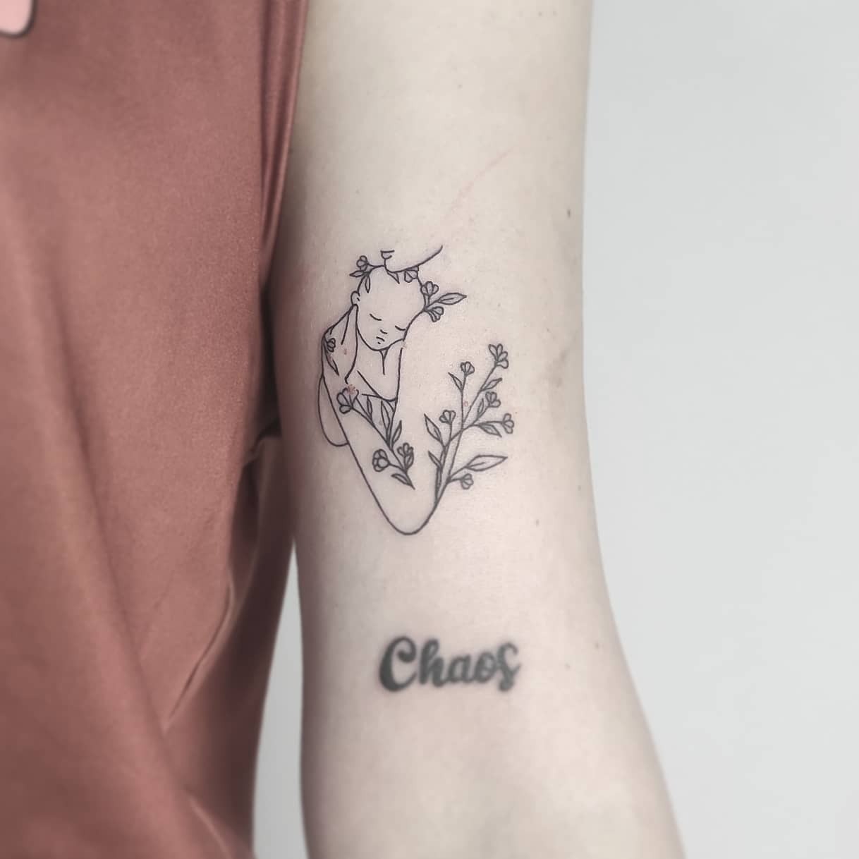 Floral Mother and Baby Tattoo Tattoo Design