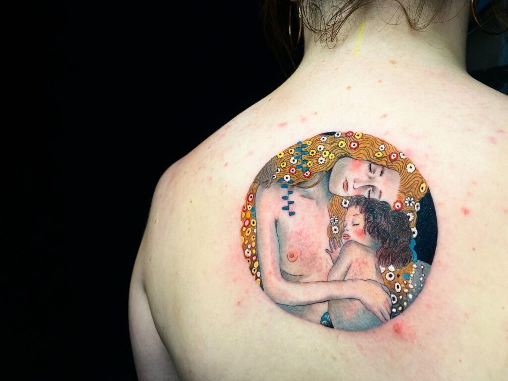 Klimt-Inspired Mother and Child Tattoo Tattoo Design