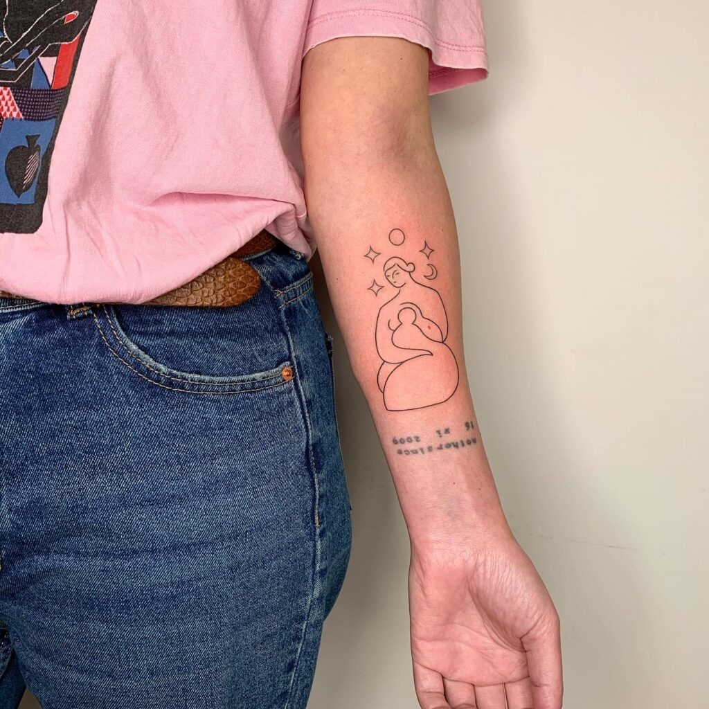 Minimalist Celestial Motherhood Tattoo Tattoo Design