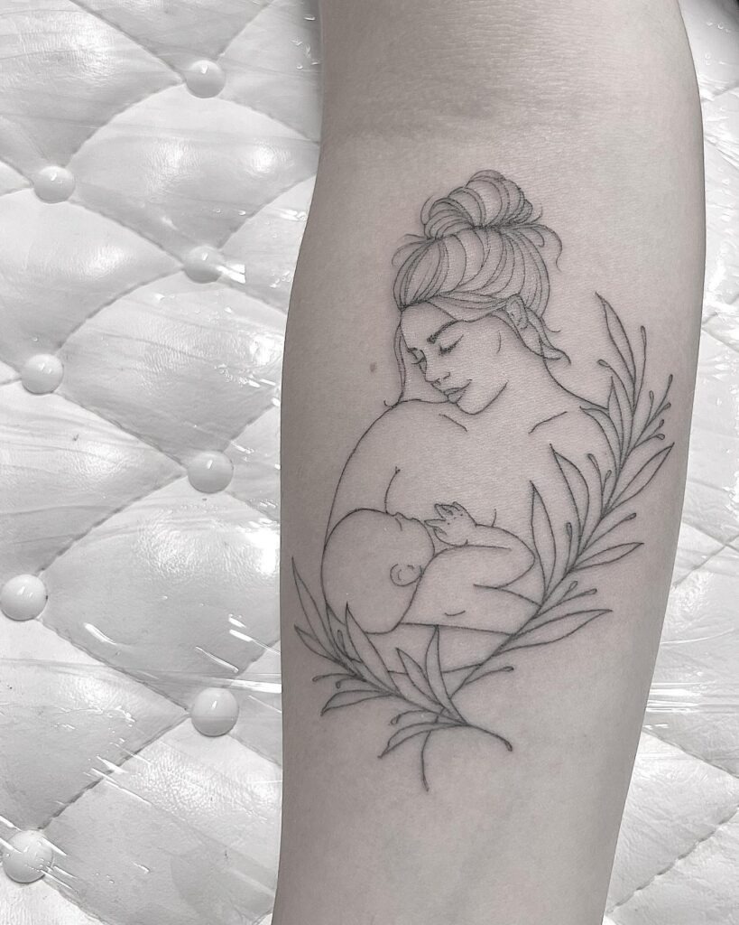 Minimalist Mother and Baby Tattoo Tattoo Design
