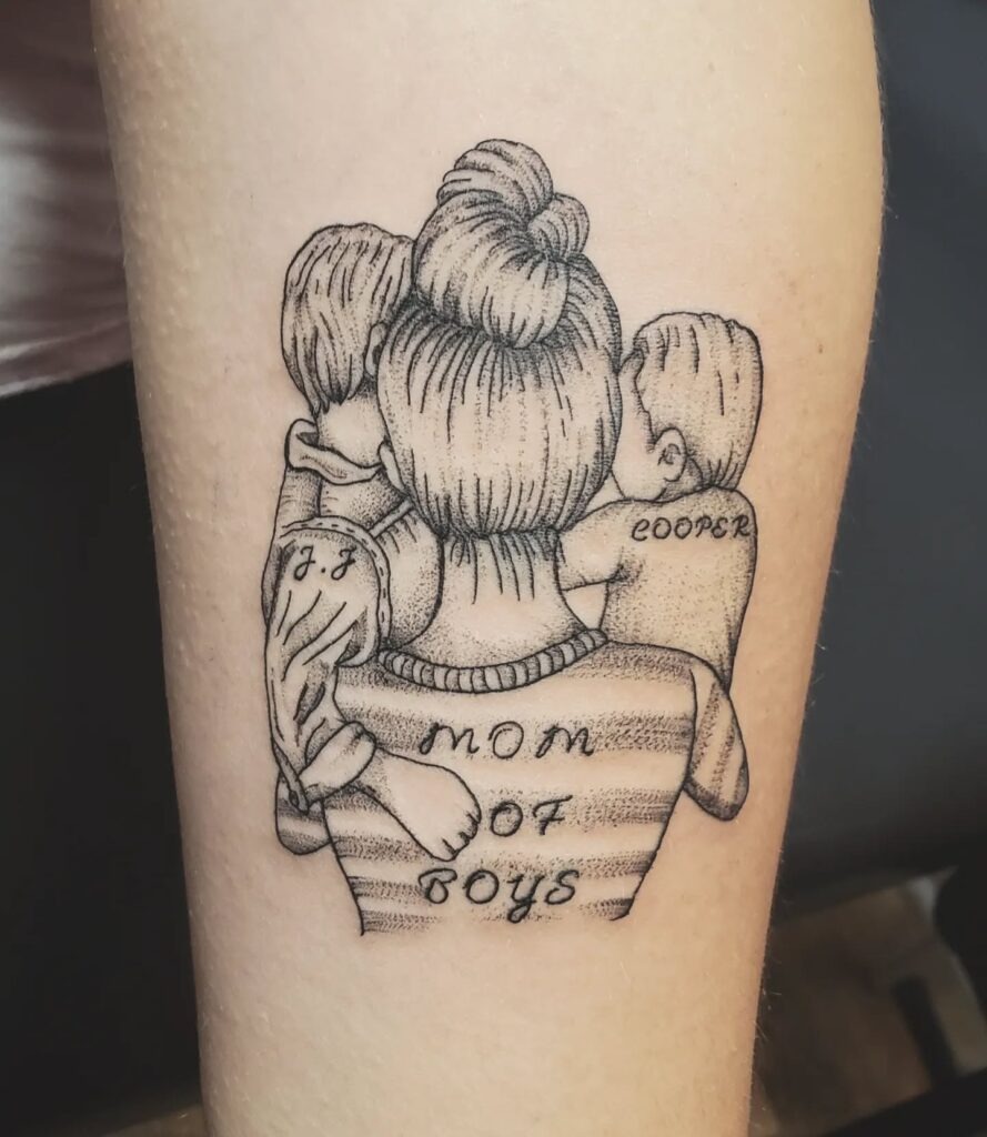 Mom of Boys Tattoo Tattoo Design