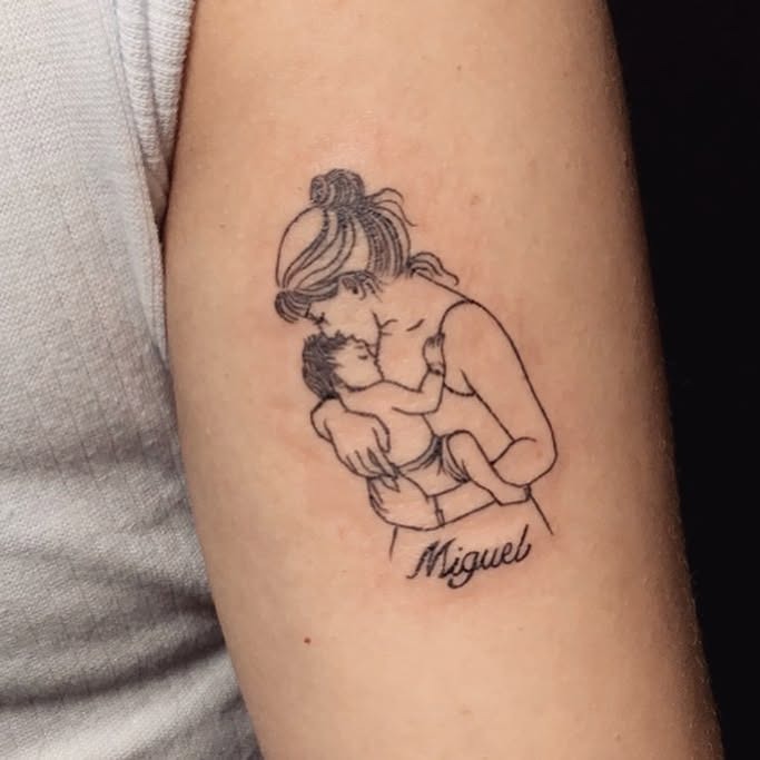 Mother and Baby Name Tattoo Tattoo Design