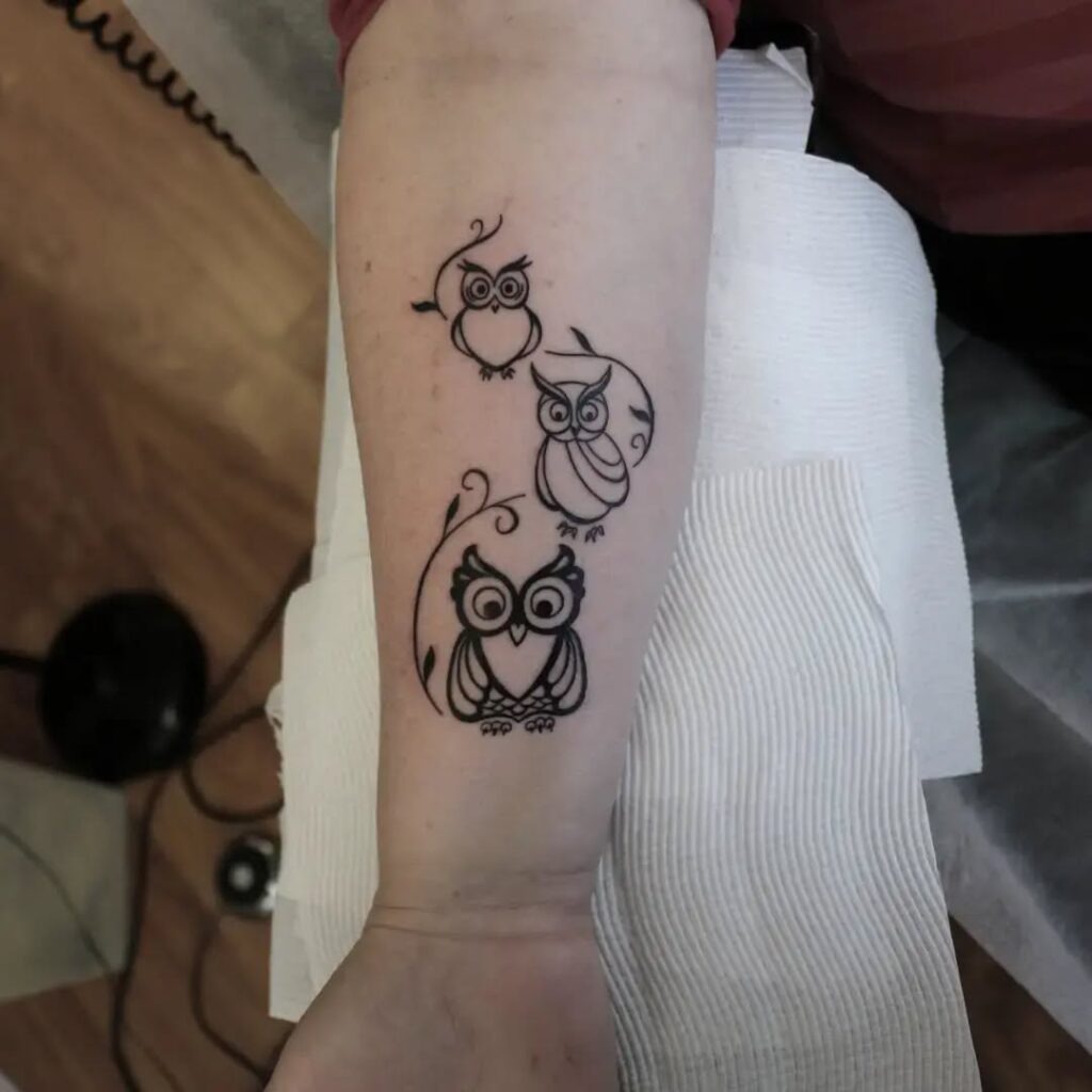 Mother and Baby Owls Tattoo Tattoo Design