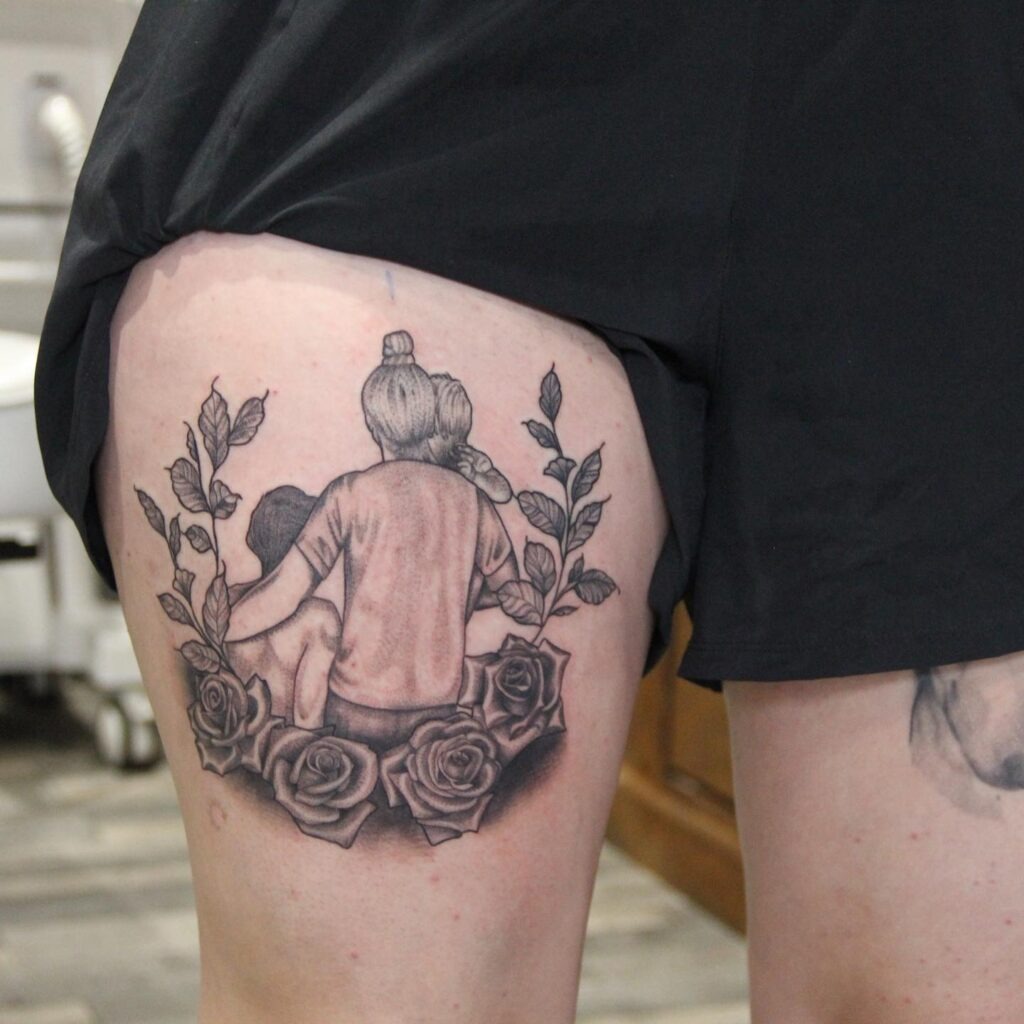 Mother and Child Sitting Together Tattoo Tattoo Design