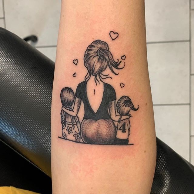 Mother and Two Children Bond Tattoo Tattoo Design