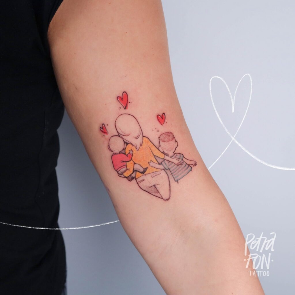 Mother and Two Children Love Tattoo Tattoo Design
