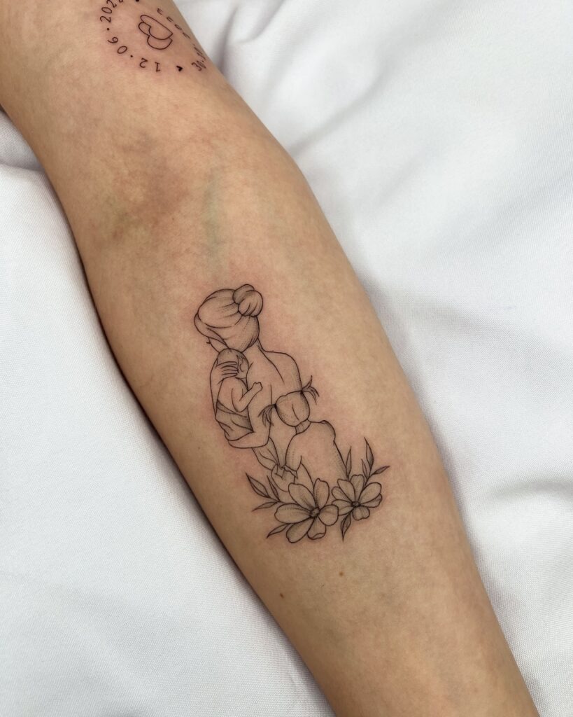 Mother and Two Children Tattoo Tattoo Design