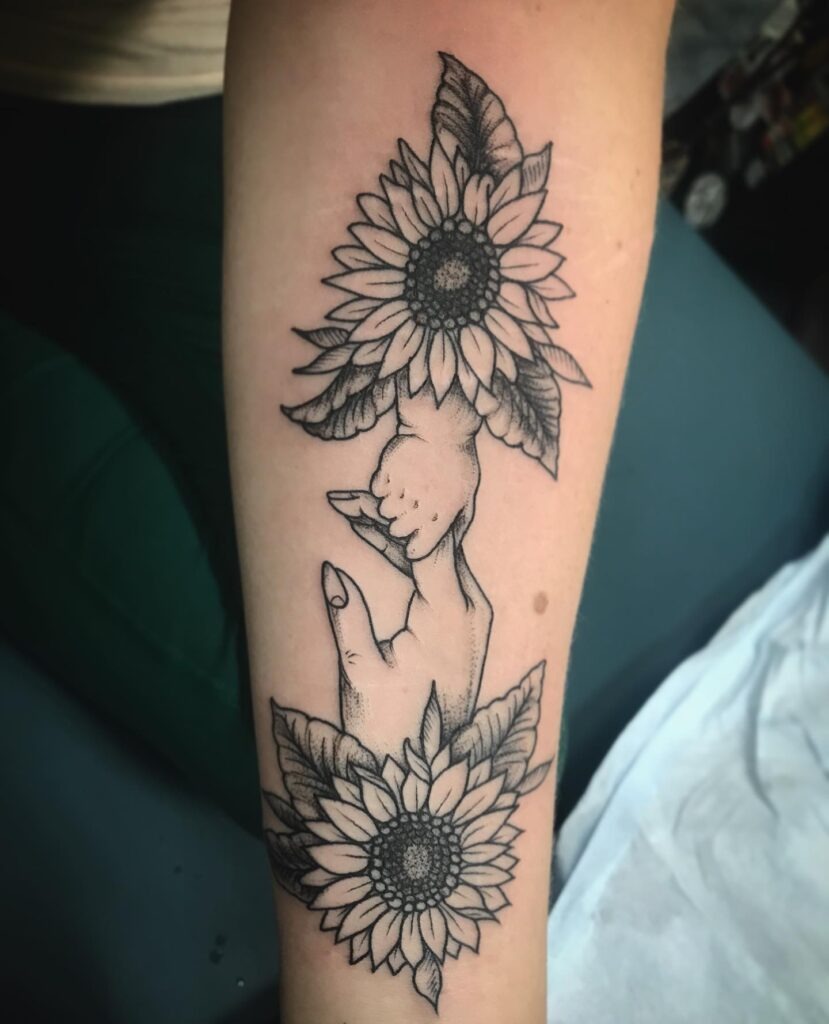 Sunflower Mother and Child Bond Tattoo Tattoo Design
