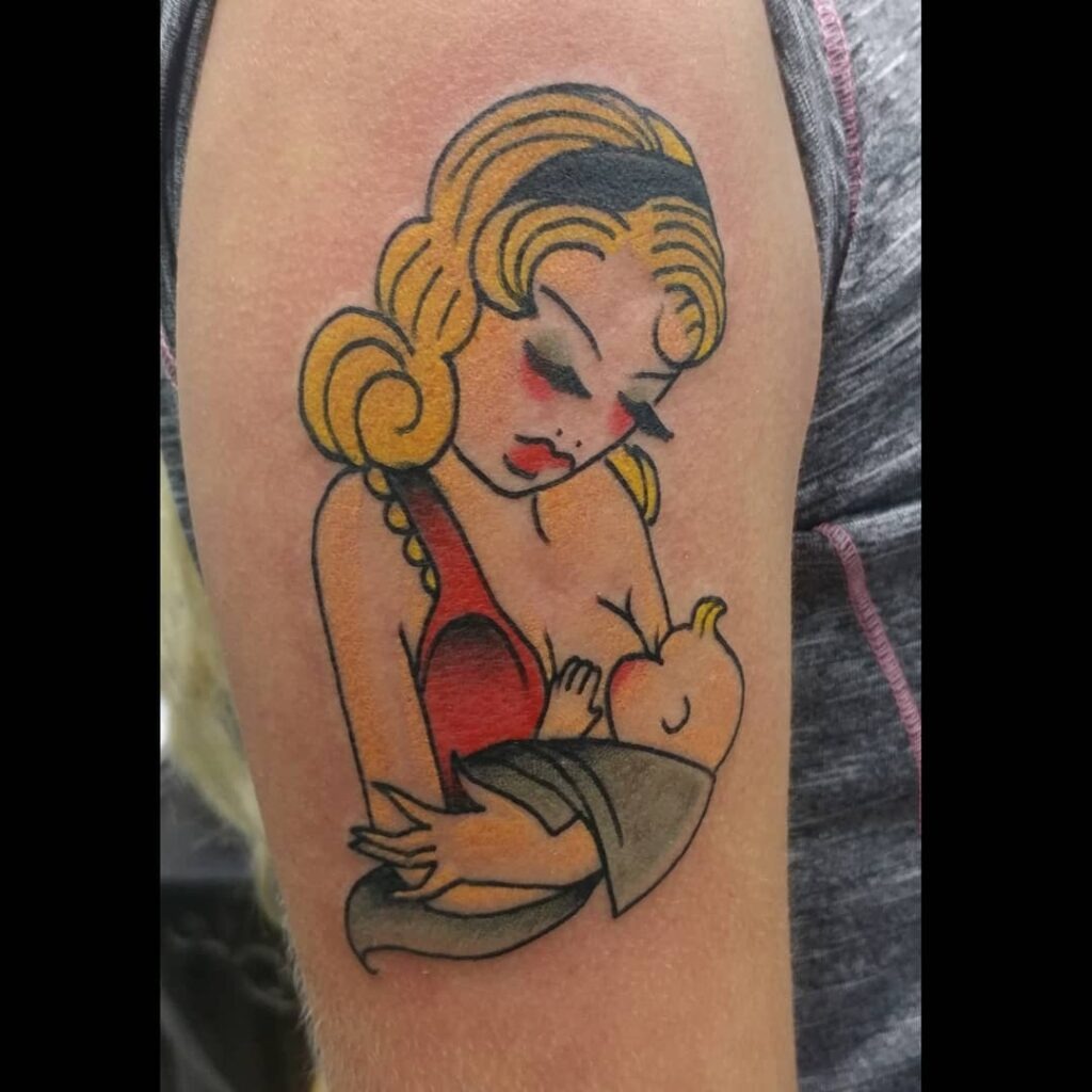 Traditional Mother and Baby Tattoo Tattoo Design