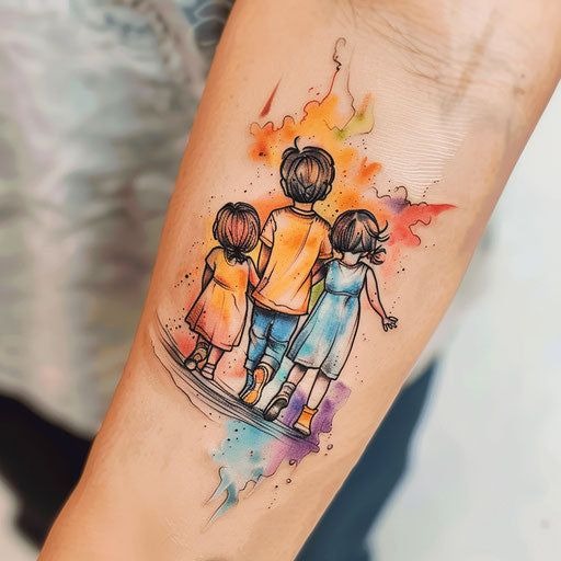 Watercolor Trio of Love Tattoo Tattoo Design