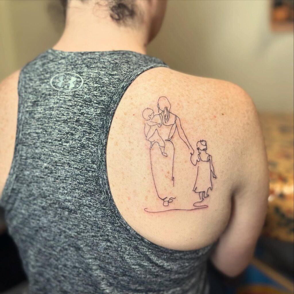 Mother Carrying and Holding Children Tattoo Tattoo Design