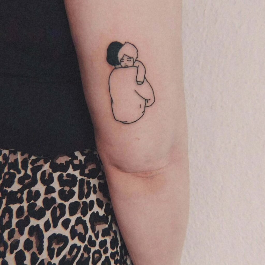 Mother Holding Child on Shoulder Tattoo Tattoo Design