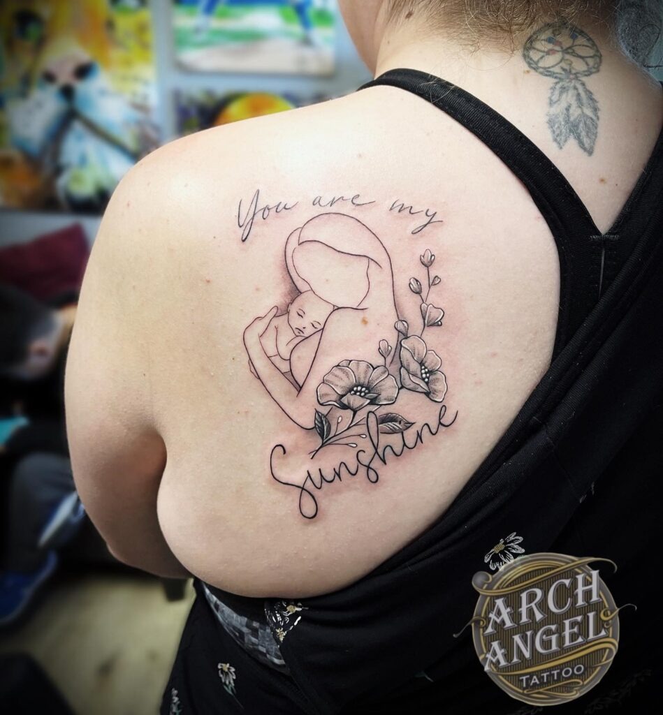 You Are My Sunshine Mother and Baby Tattoo Tattoo Design