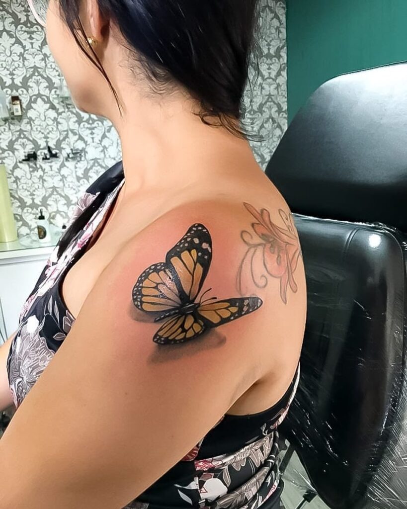 3D Monarch Butterfly Shoulder Tattoo Tattoo Design