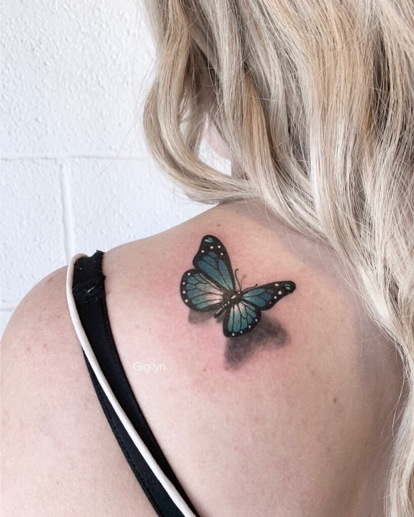 Blue Monarch Butterfly Shoulder Tattoo Tattoo Design