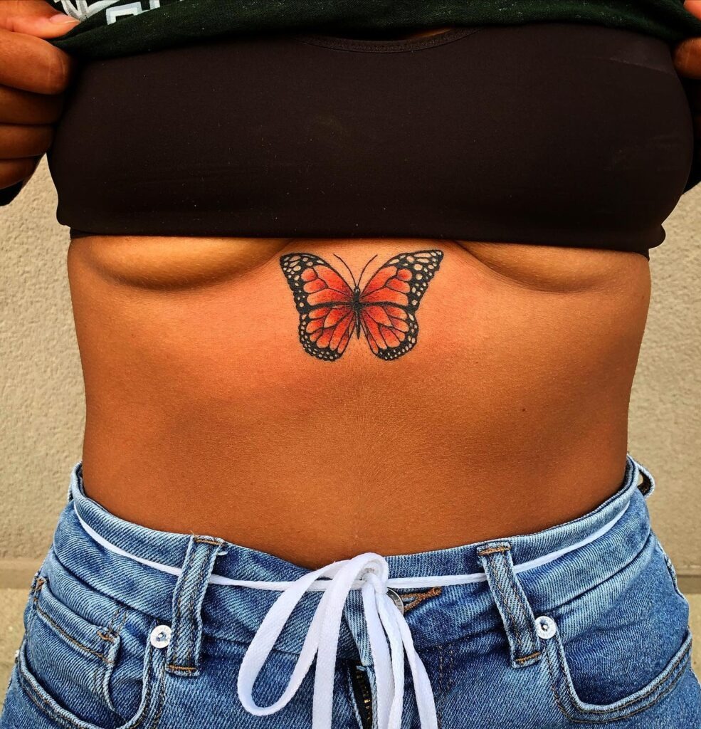 Lower Stomach Monarch Butterfly Tattoo Tattoo Design
