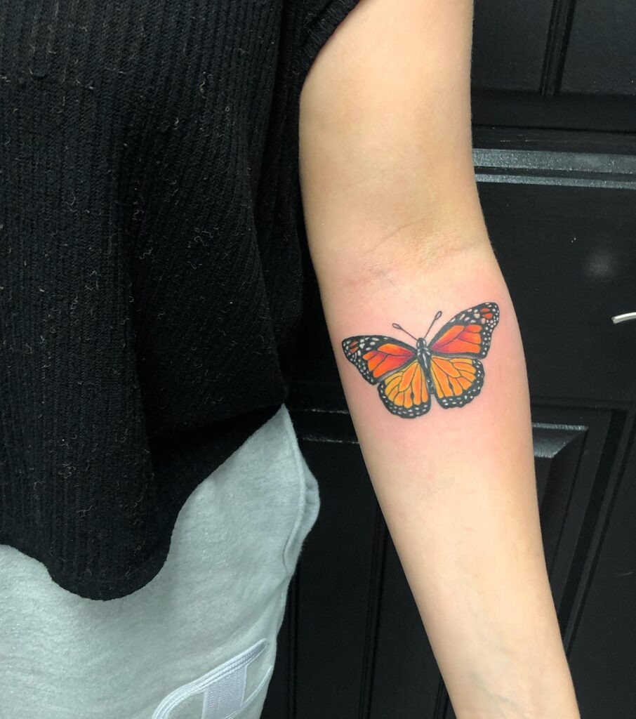 Monarch Butterfly Tattoo on Inner Forearm Tattoo Design