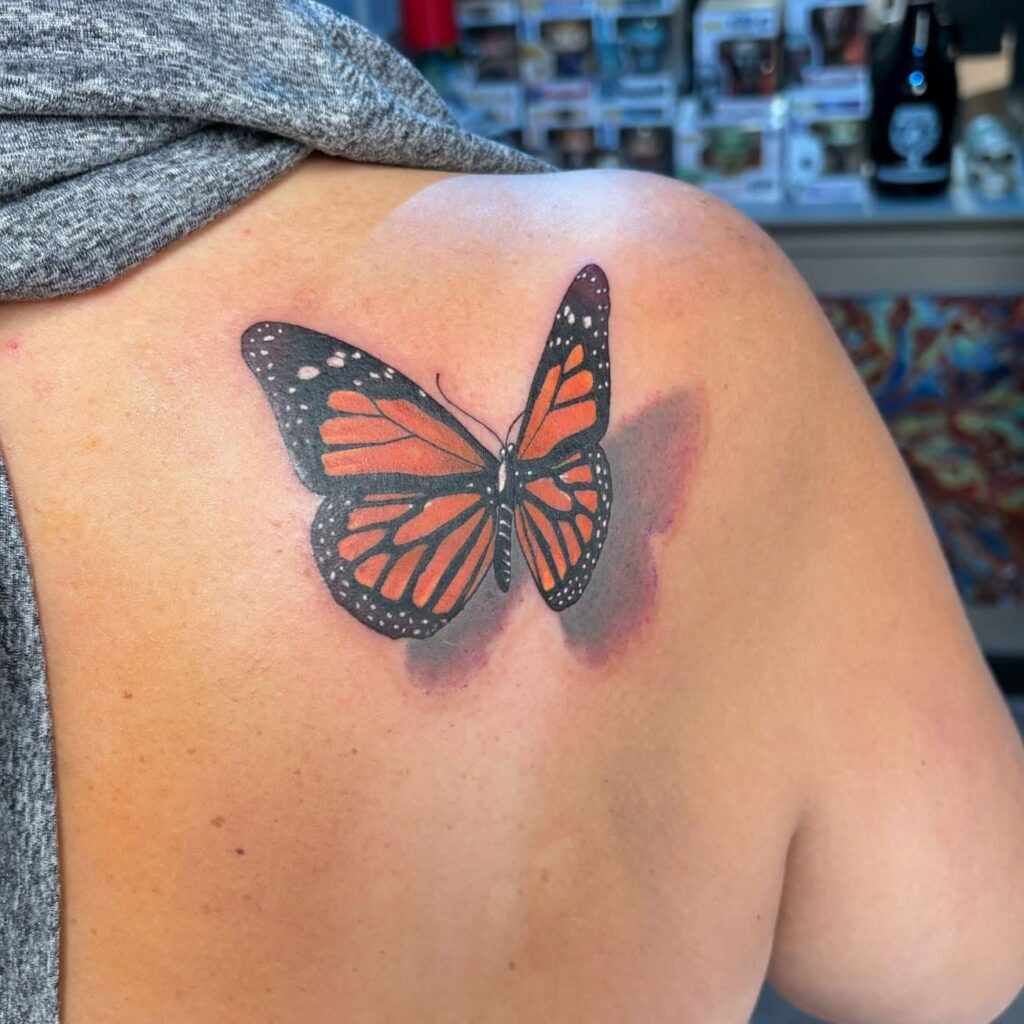 Monarch Butterfly Tattoo on Shoulder Blade Tattoo Design