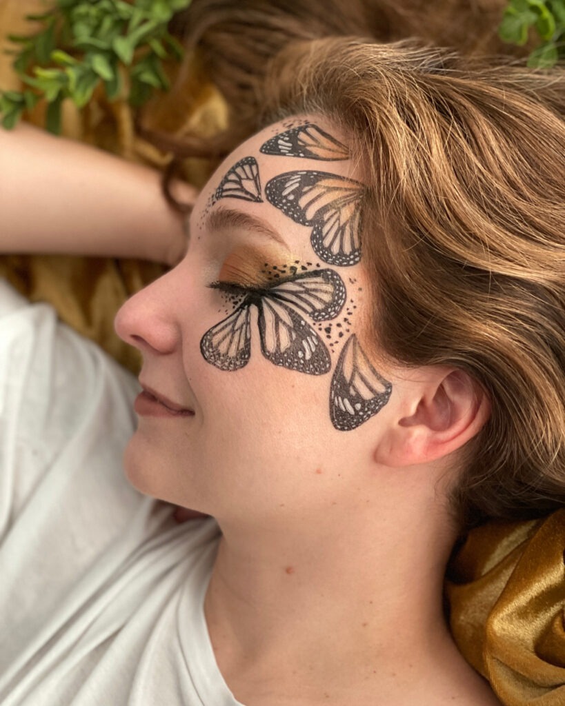 Monarch Butterfly Temporary Tattoos on Face Tattoo Design
