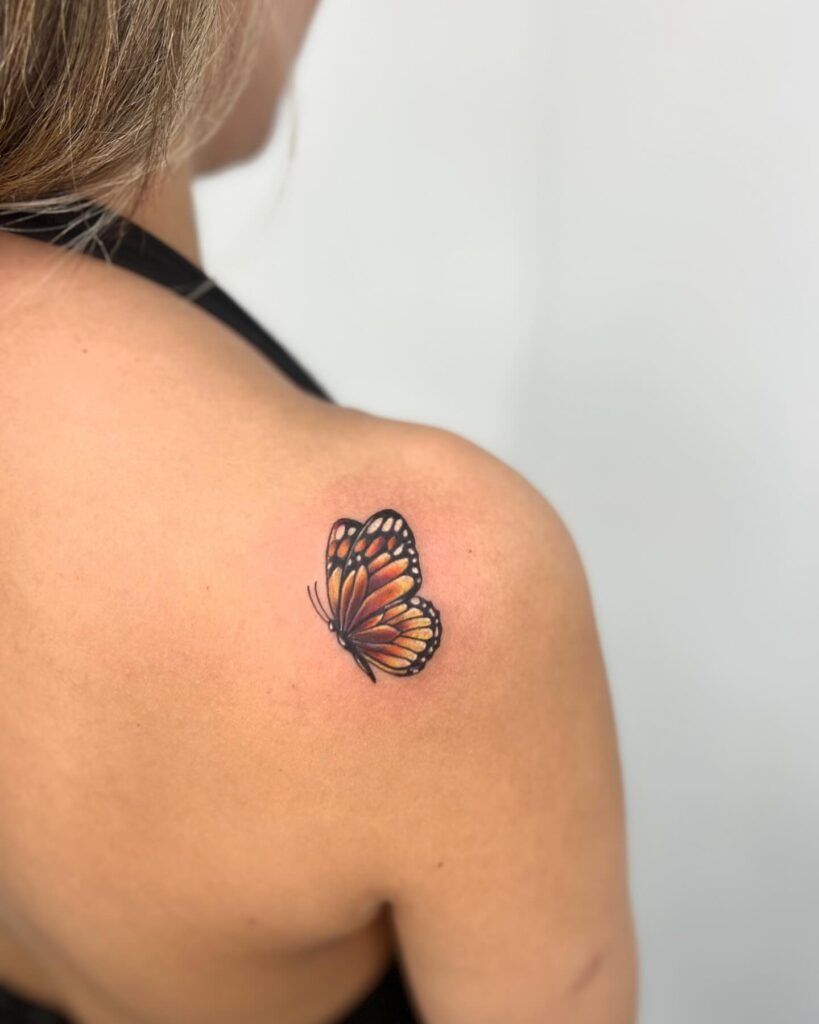 Small Monarch Butterfly Shoulder Tattoo Tattoo Design