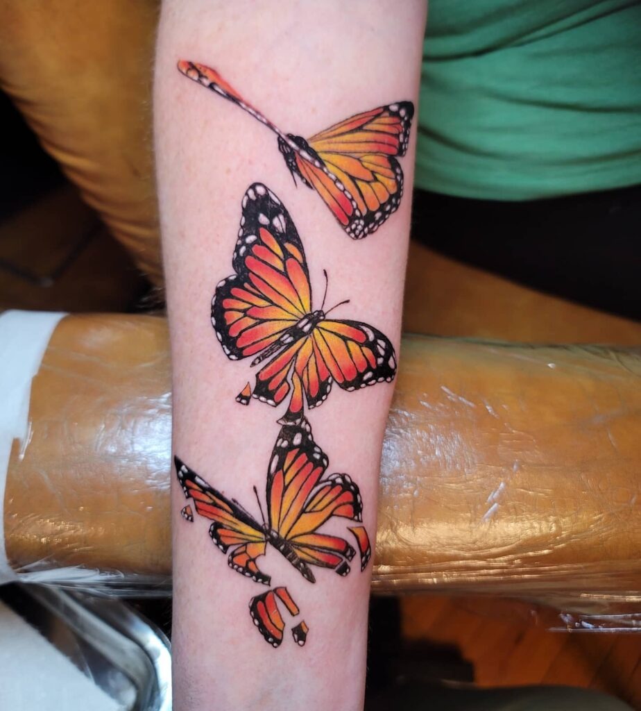 Three Monarch Butterflies Tattoo Tattoo Design