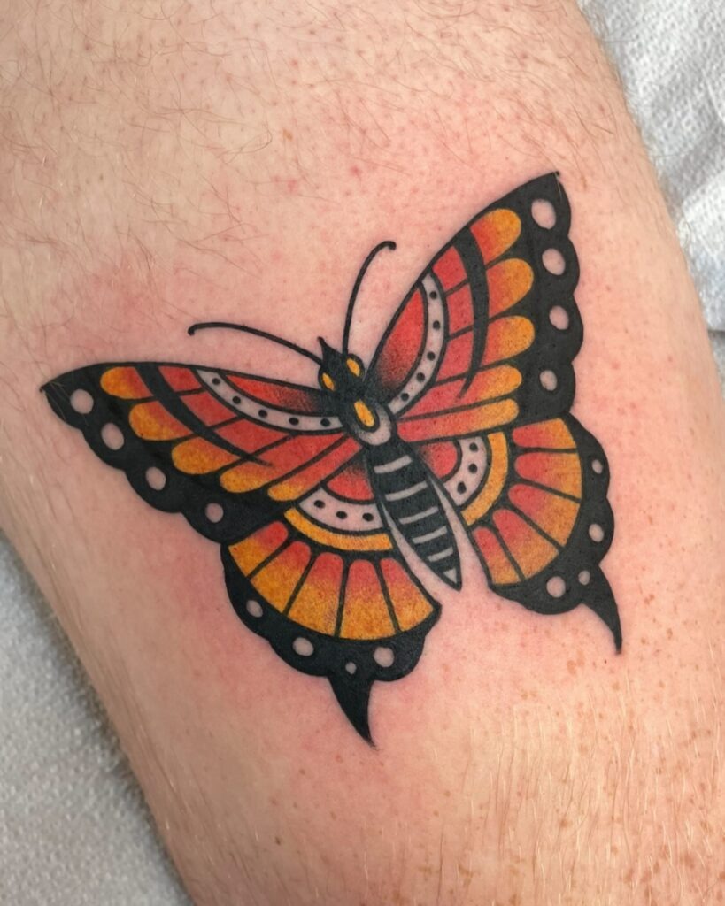 Traditional Style Monarch Butterfly Tattoo Tattoo Design