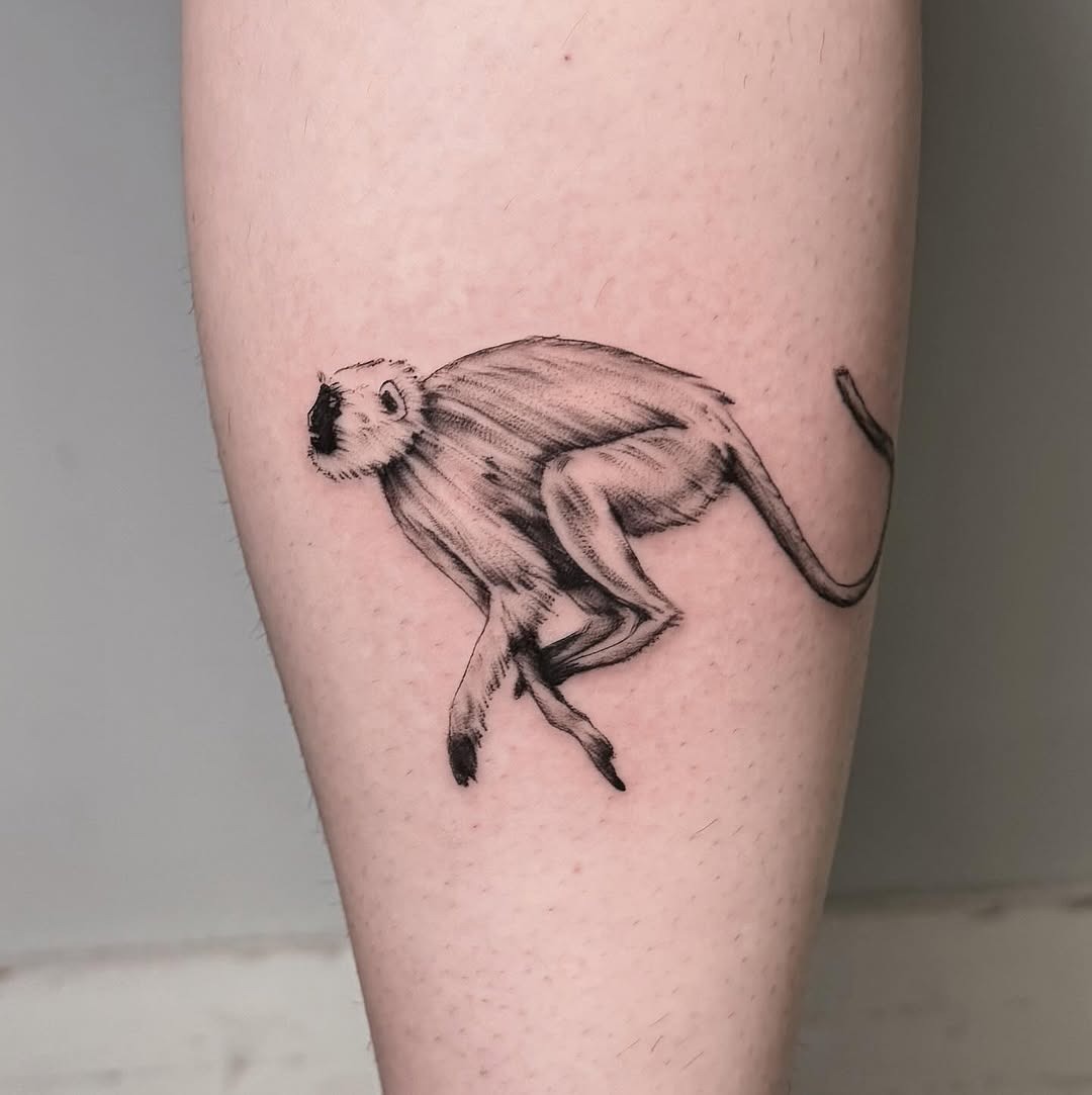 Detailed black and gray monkey tattoo design Tattoo Design