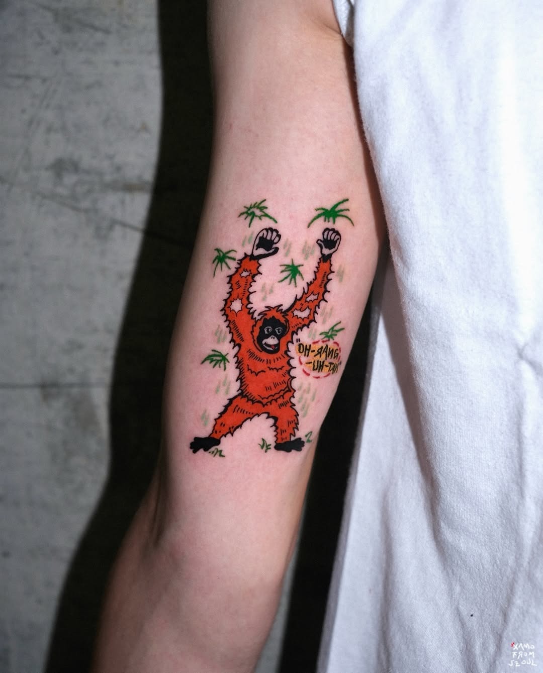 Vibrant monkey tattoo bursting with energy Tattoo Design