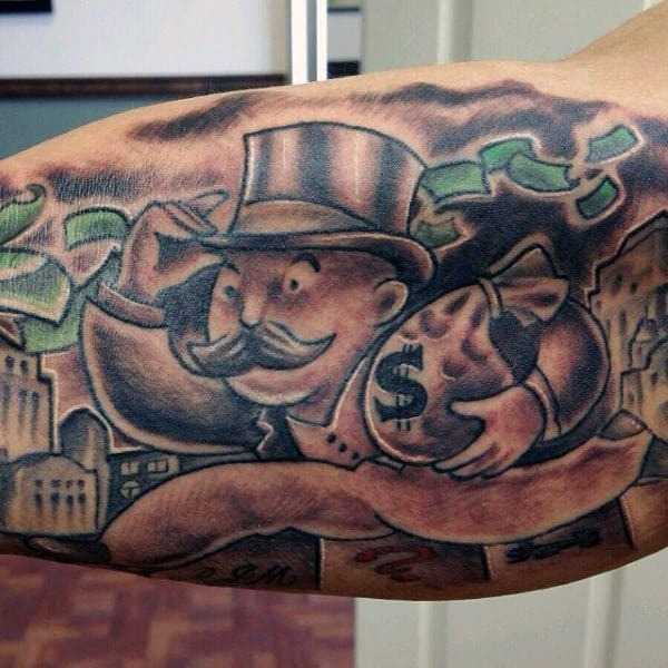 Classic Monopoly Man Outline Tattoo Design