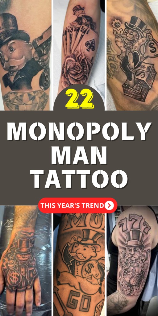 Gangster Monopoly Man with Vintage Car Tattoo Design