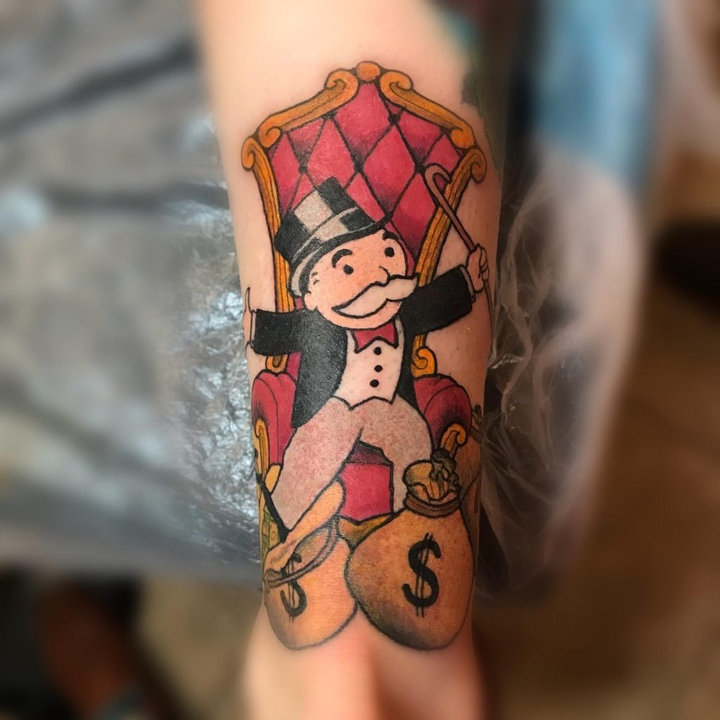 Hustle-Themed Monopoly Man Design Tattoo Design
