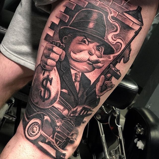 Monopoly Man Full Chest Design Tattoo Design
