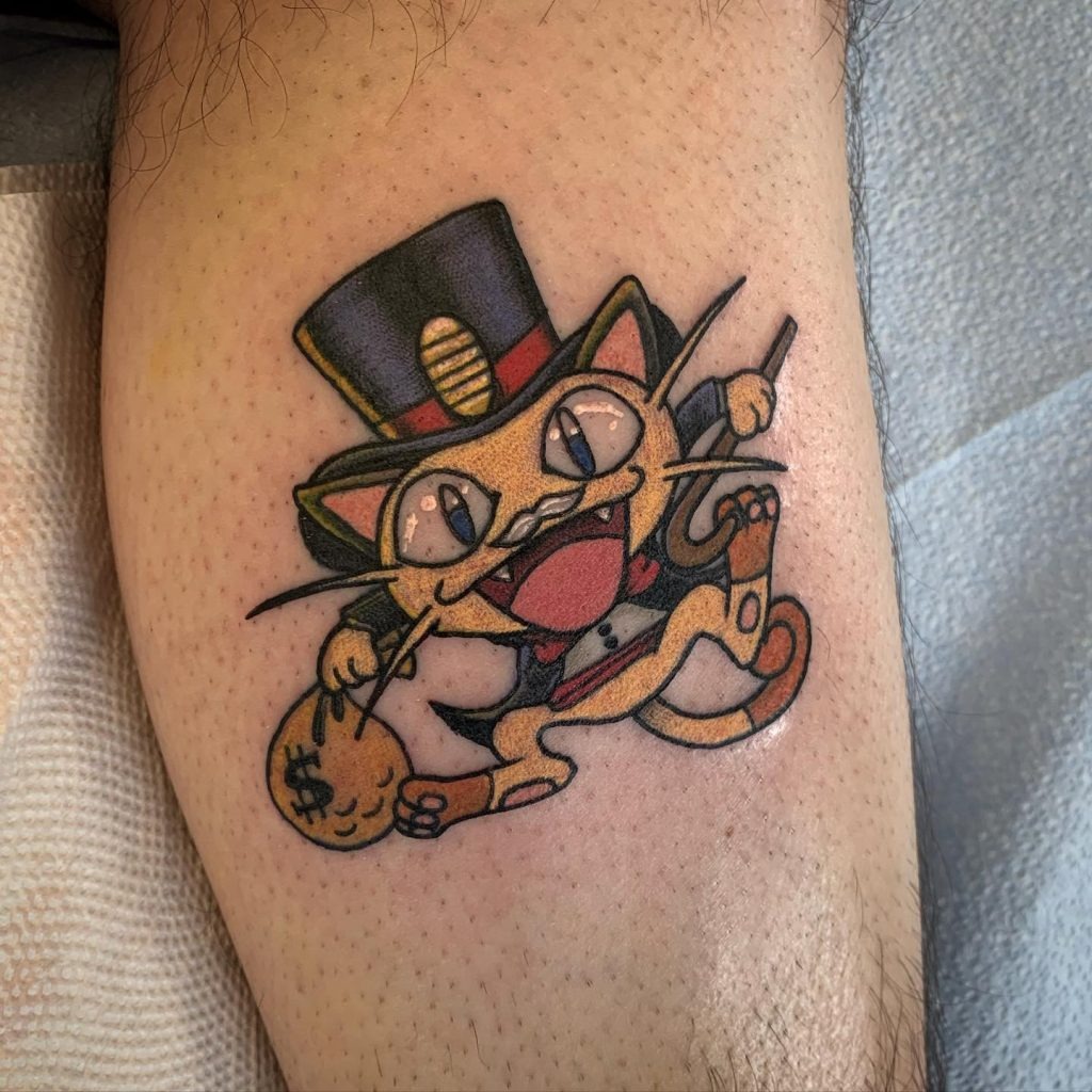 Monopoly Man Mashup with Cat Tattoo Design