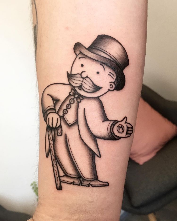 Monopoly Man on His Throne Tattoo Design